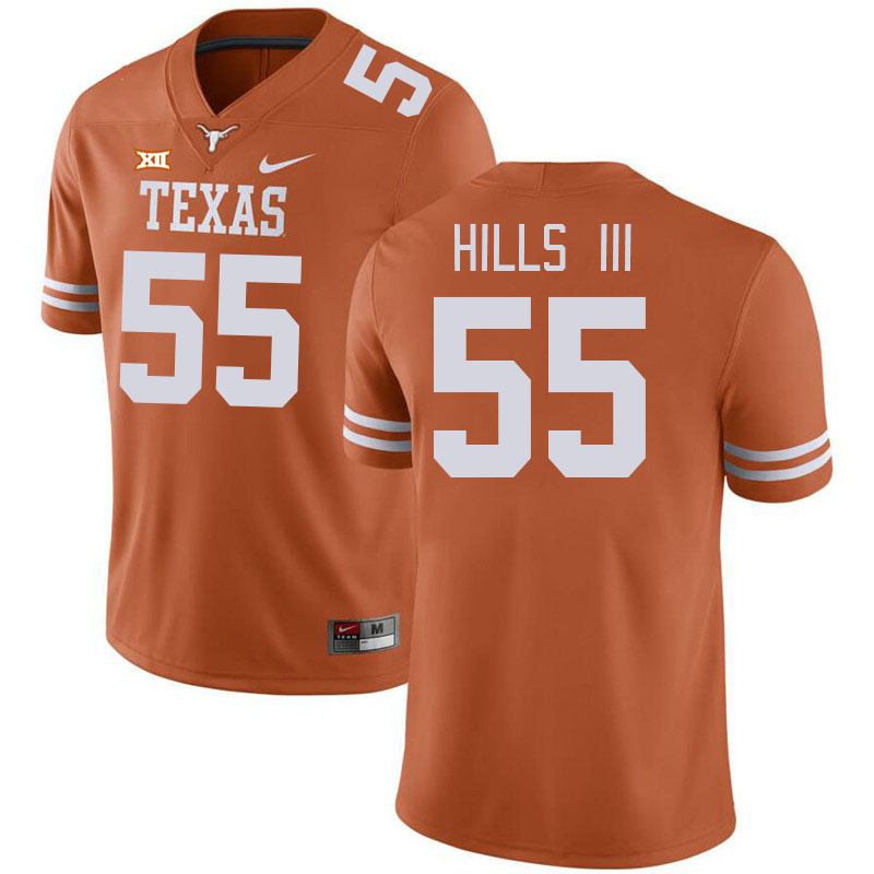 Men #55 Melvin Hills III Texas Longhorns College Football Jerseys Stitched-Orange